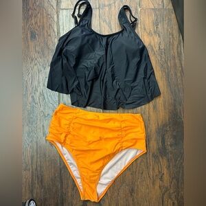 Black and Orange Two-Piece Swimsuit <<<<209>>>>